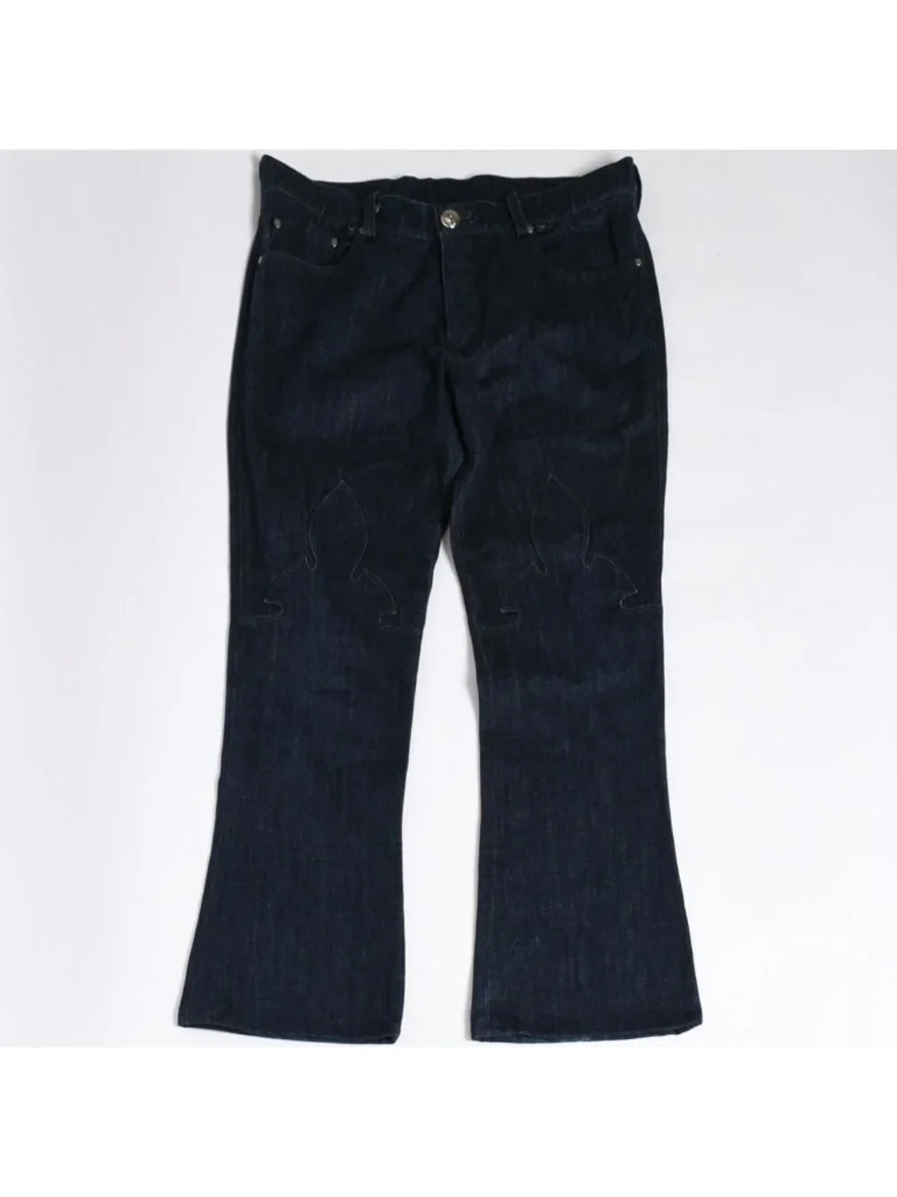 Chrome Hearts Flarenie Denim Pants Jeans Horseshoe Button Indigo Blue